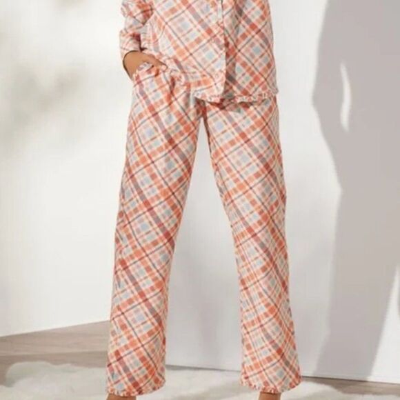 Soft Surroundings medium Flannel Plaid Pajamas Night Divine 2 piece PJ Set - Picture 3 of 14